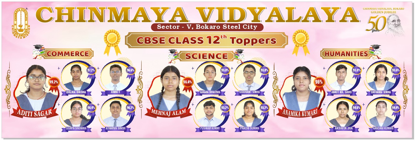 CBSE 12th Board Results 2026 - Chinmaya Vidyalaya Bokaro