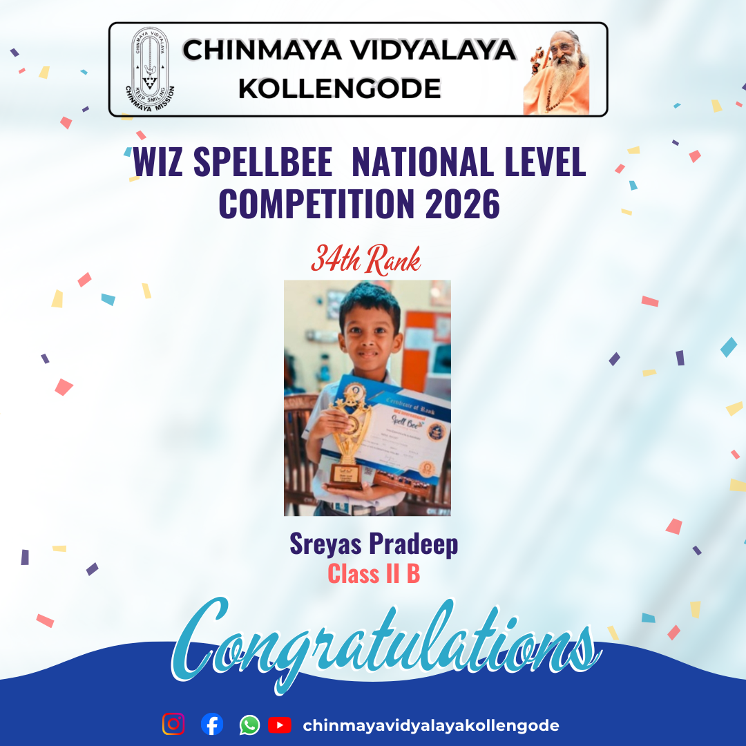 Chinmaya Vidyalaya Kollengode Excels at Wiz SpellBee Competition 2026