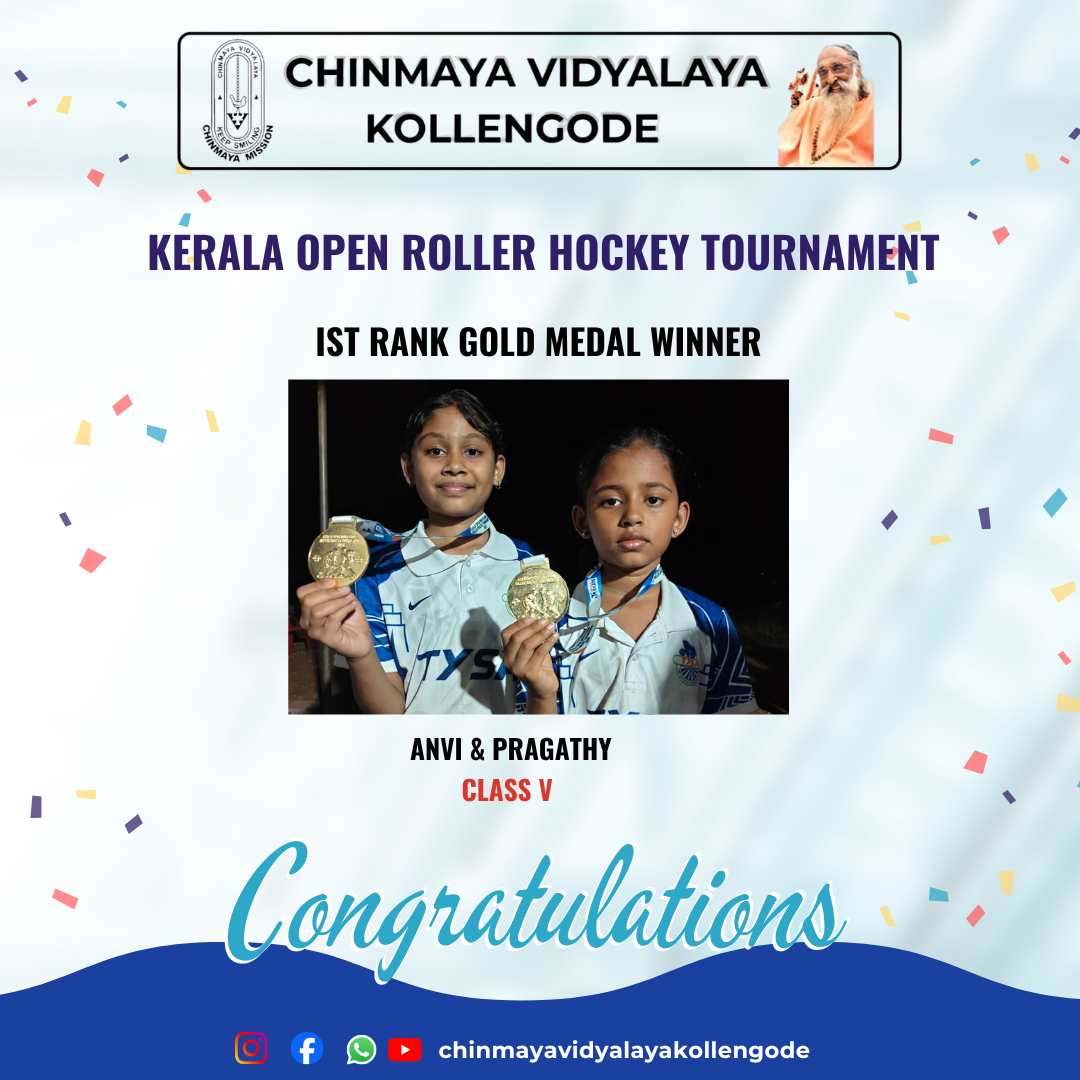 Chinmaya Vidyalaya Students Win Gold at Kerala Open Roller Hockey Tournament